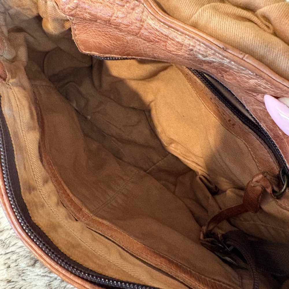 Bed Stu Leather Crossbody Satchel in Cognac Brown - Distressed Casual Style - Picture 4 of 8